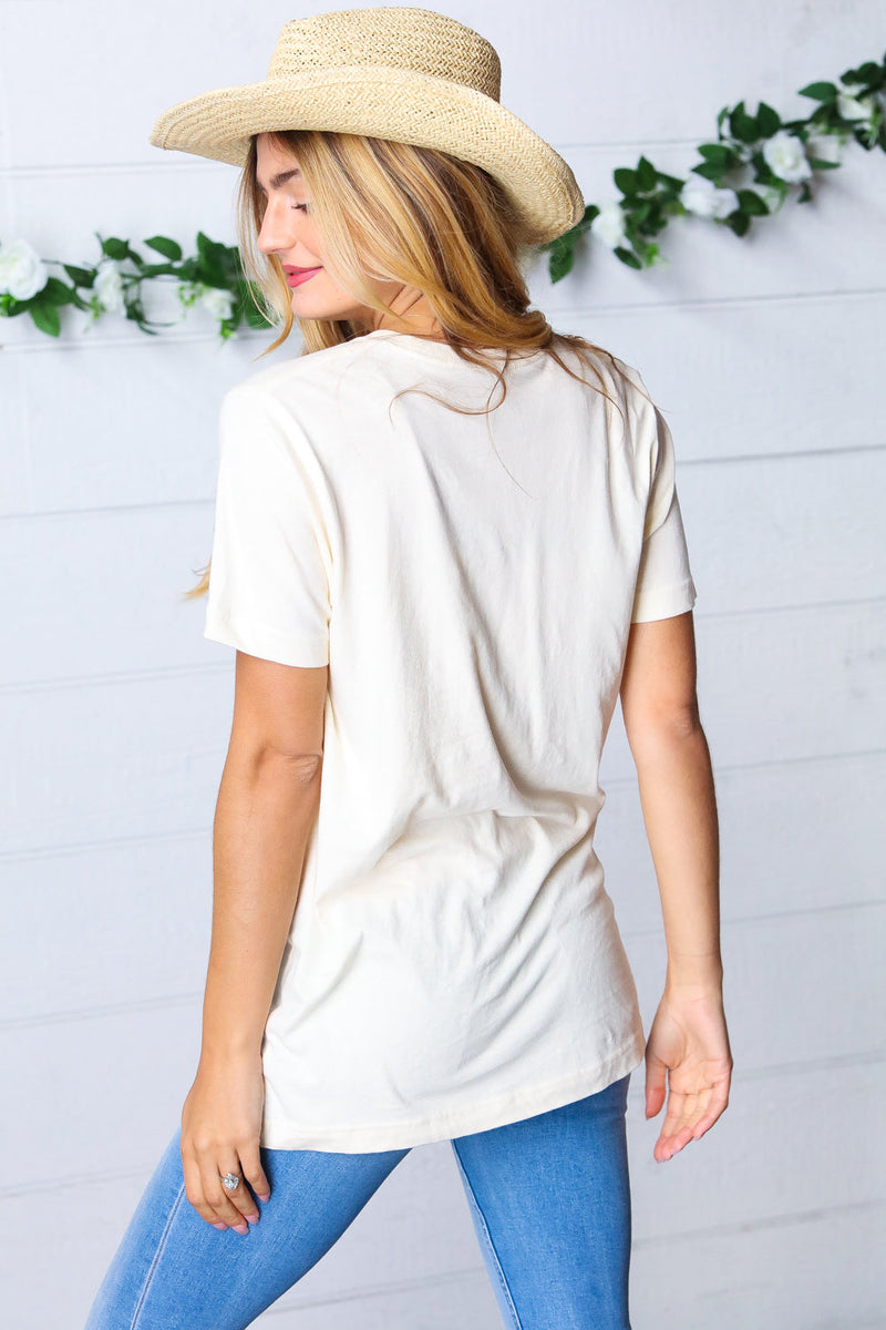 White Boat Neck MAMA Graphic Knit Tee