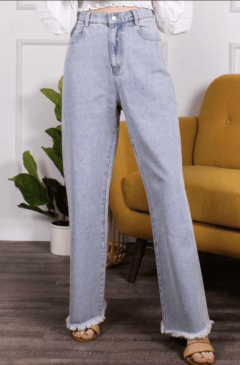 High waisted wide leg denim jeans -01