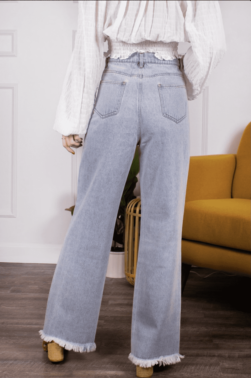 High waisted wide leg denim jeans -02