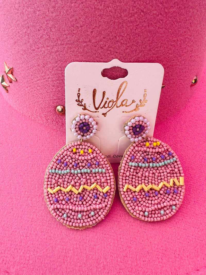 Pink Easter Egg Earrings
